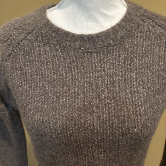 White + Warren Women's‎ Sweater Small Brown Cashmere Silk Blend Long Sleeve Crop - Picture 3 of 5
